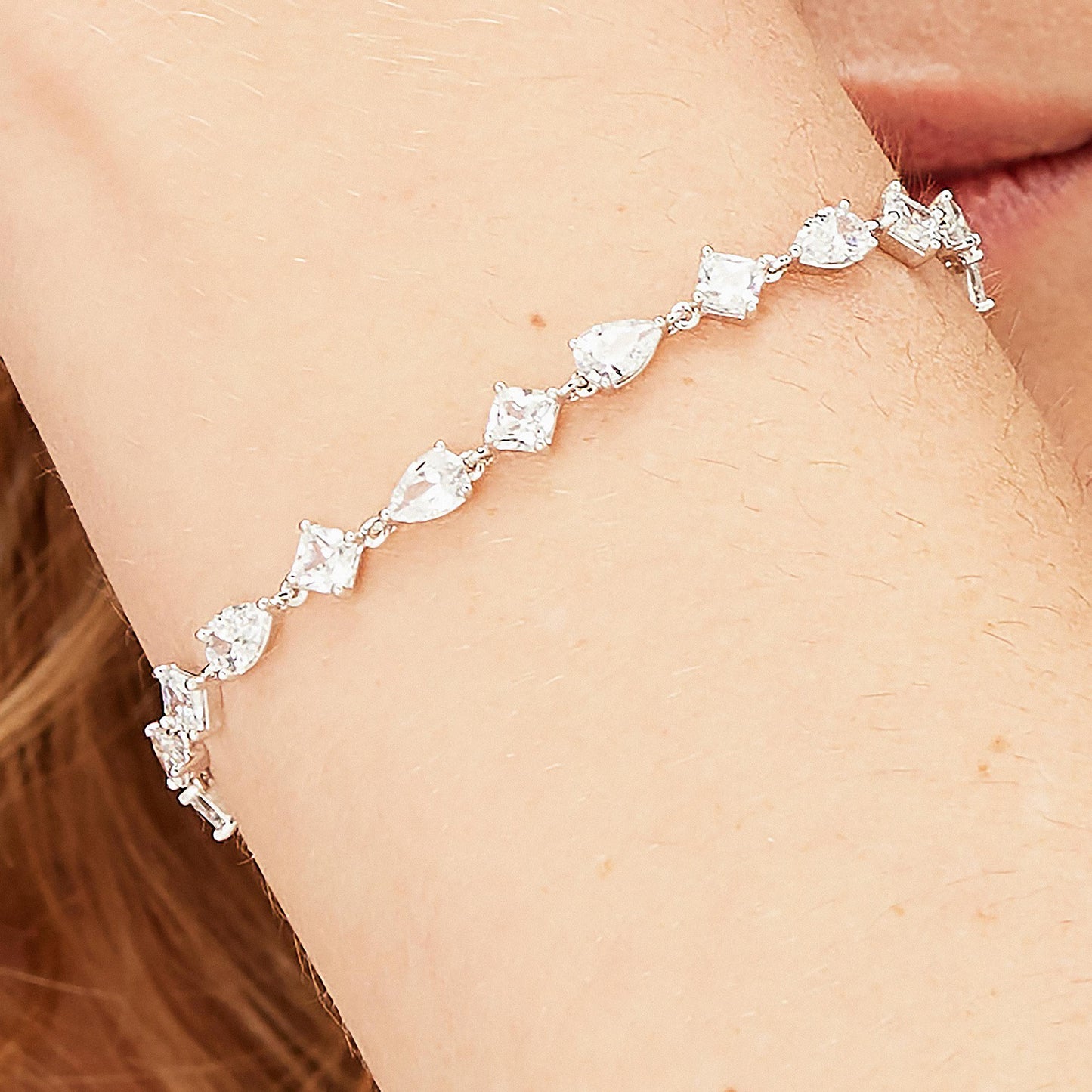 Bracciale Brosway Fancy In Argento Con Square Cubic Zirconia Cubic Zirconia A Goccia Alternati