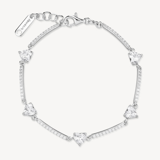 Bracciale Semirigido Brosway Fancy Argento Cubic Zirconia Alternati a Cuori