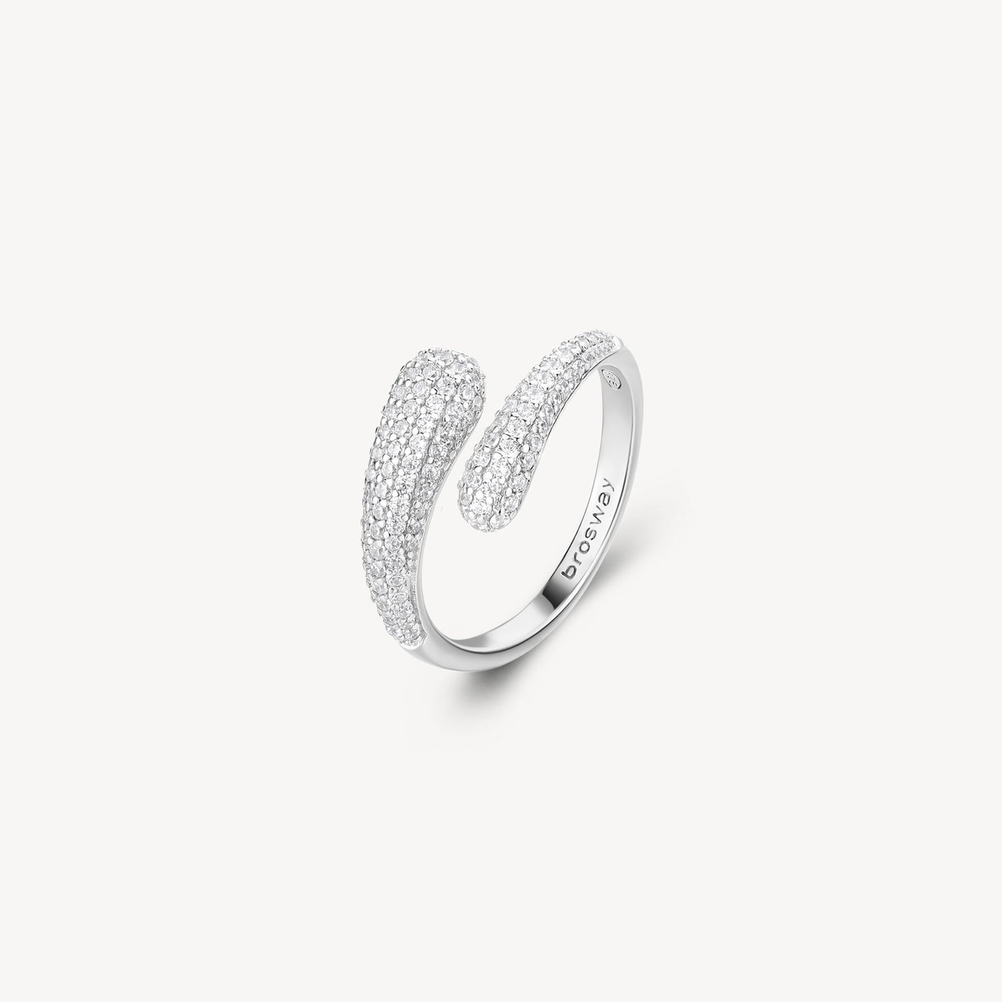 Anello Brosway Fancy Contrariè Argento Pavè di Cubic Zirconia - Misura 12