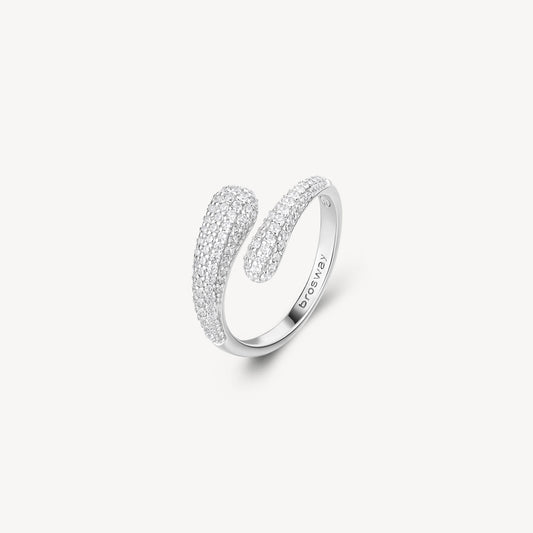 Anello Brosway Fancy Contrariè Argento Pavè di Cubic Zirconia - Misura 12