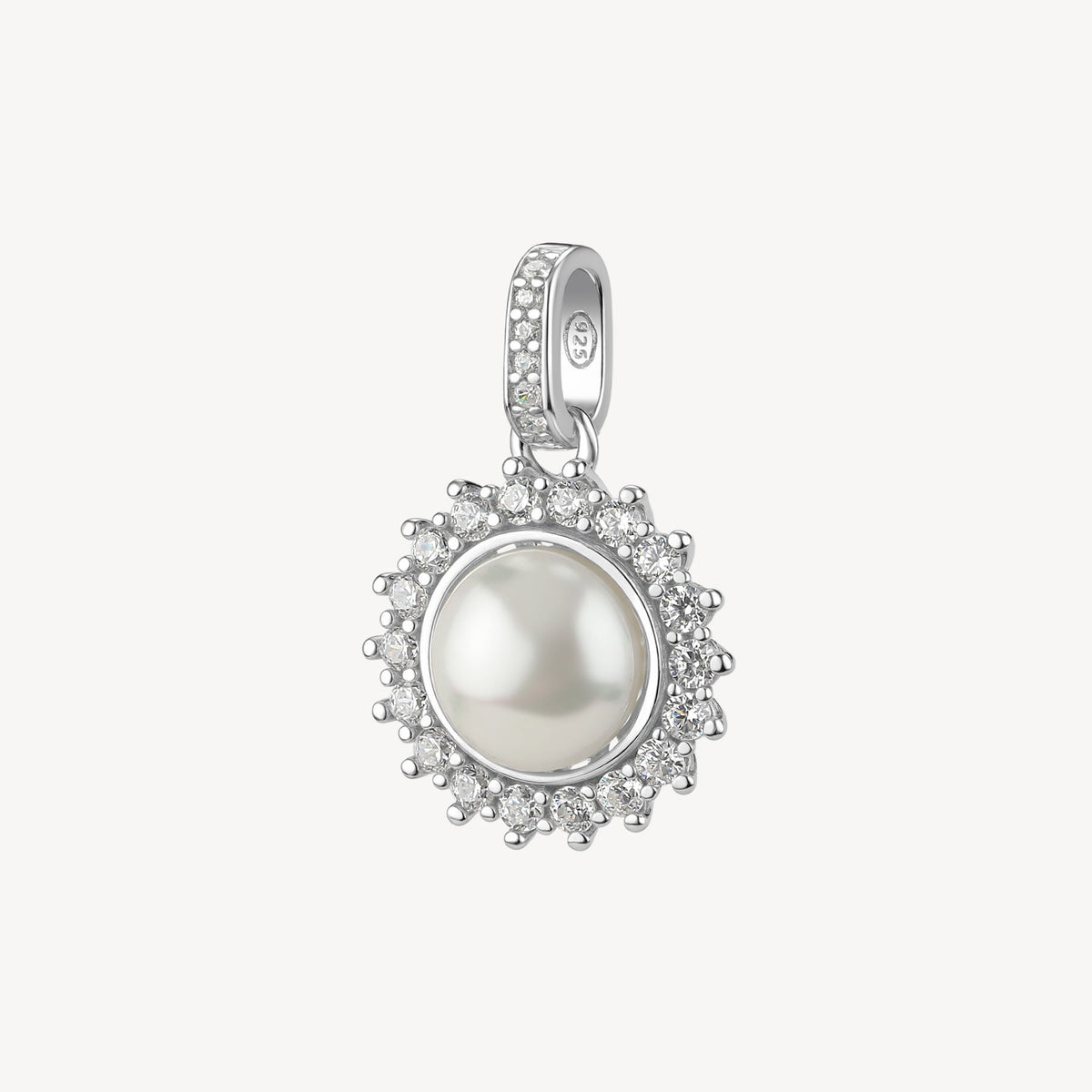 Charm Brosway Fancy Infinite White Argento Perla Mabè Contornata Da Zirconi