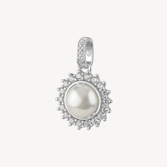 Charm Brosway Fancy Infinite White Argento Perla Mabè Contornata Da Zirconi