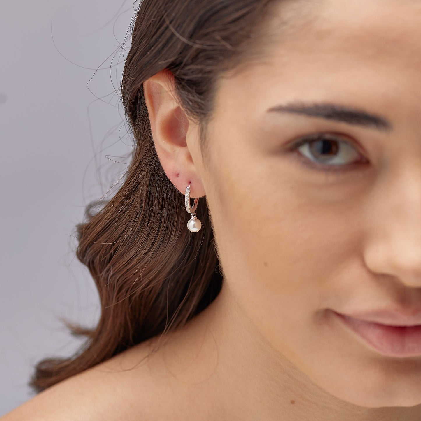 Orecchini Boccolette con Pendente Brosway Fancy Argento Cubik Zirconia e Perla Di Conchiglia