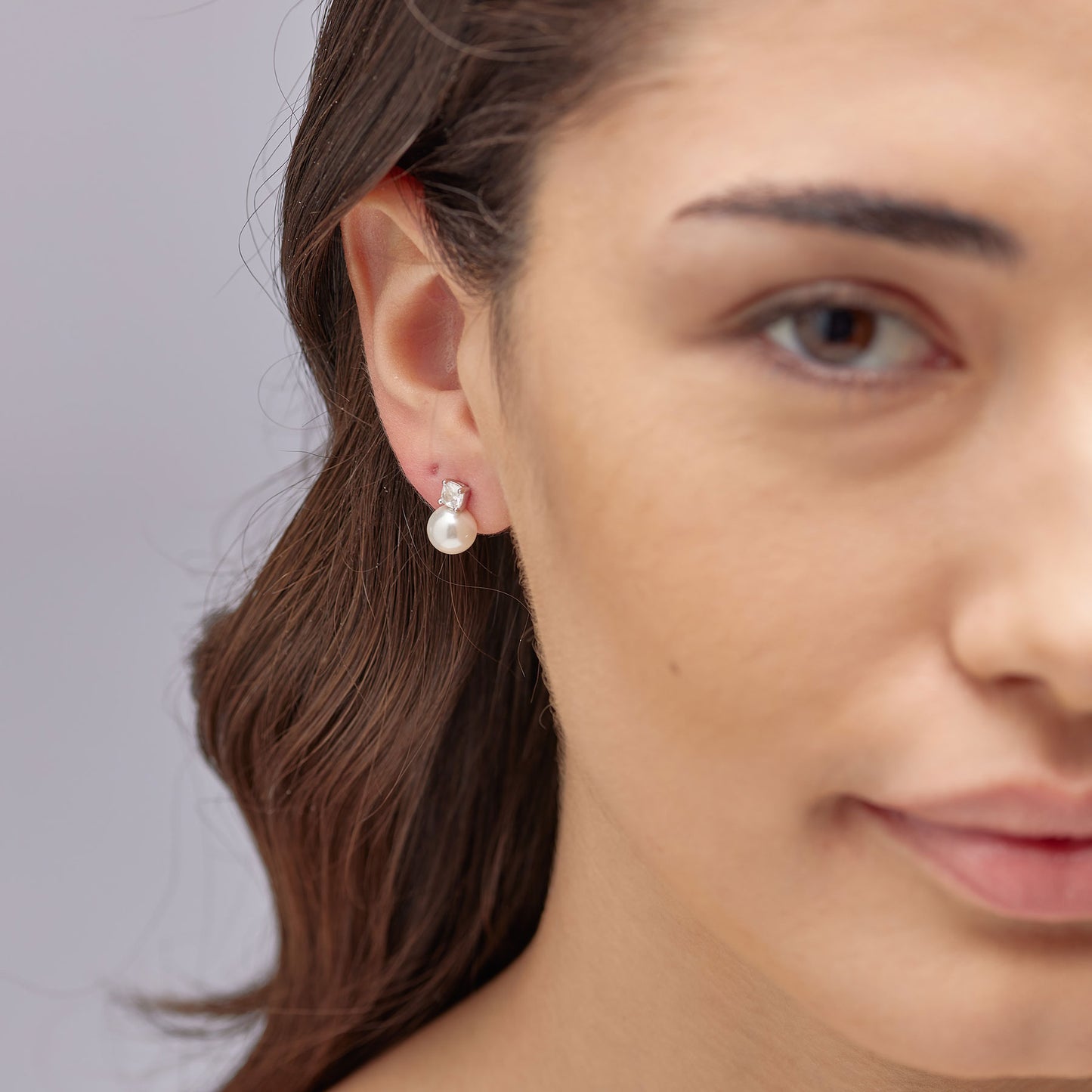 Orecchini a Lobo Brosway Fancy Argento Perla Di Conchiglia e Cubik Zirconia