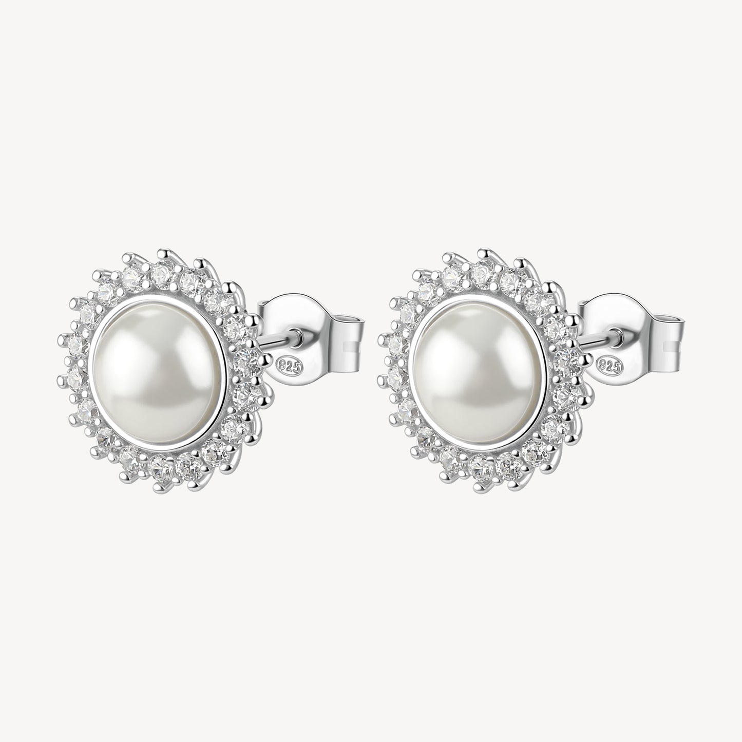 Orecchini a Lobo Brosway Fancy Argento Perla Di Conchiglia Contornata da Cubik Zirconia
