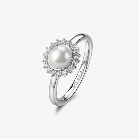 Anello Brosway Fancy Infinite White Argento Perla Mabè Contornata Da Zirconi - Misura 14