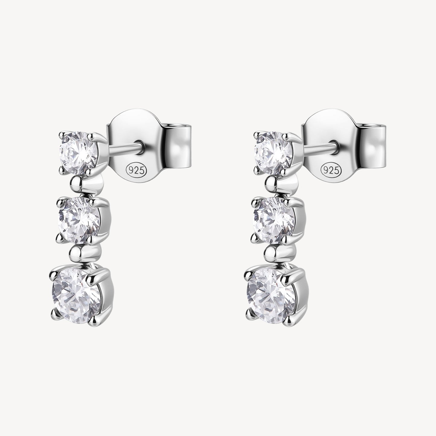 Orecchini a Lobo Brosway Fancy Argento Trilogy Cubic Zirconia a Decrescere