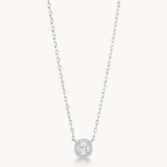 Collana Brosway Fancy Argento Centrale Cubic Zirconia Quadrato Contornato