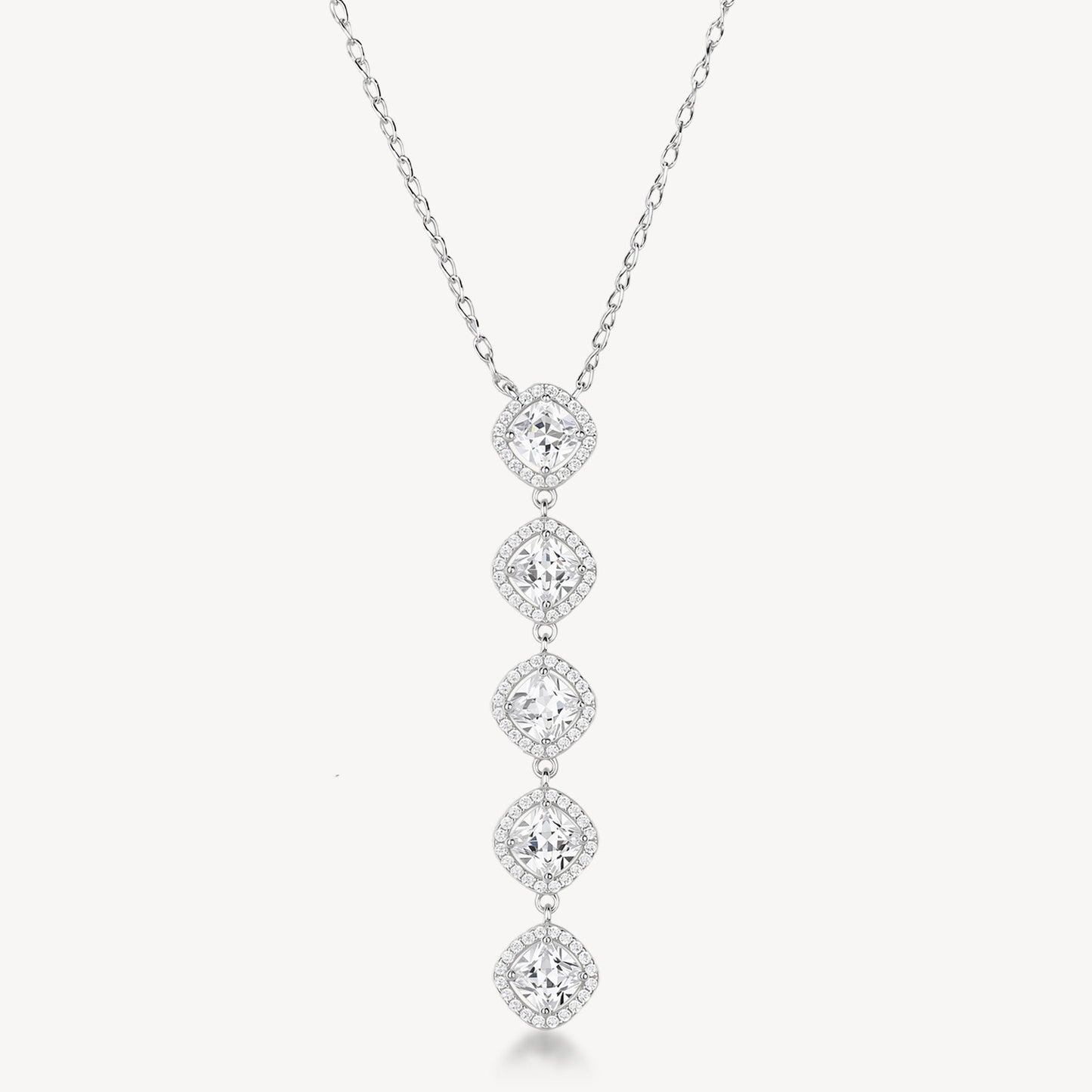 Collana Pendente Lungo Brosway Fancy Argento Cubic Zirconia Quadrati Contornati