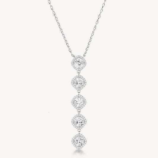 Collana Pendente Lungo Brosway Fancy Argento Cubic Zirconia Quadrati Contornati