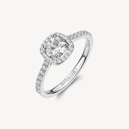 Anello Brosway Fancy Argento Cubic Zirconia Quadrato Contornato - Misura 12