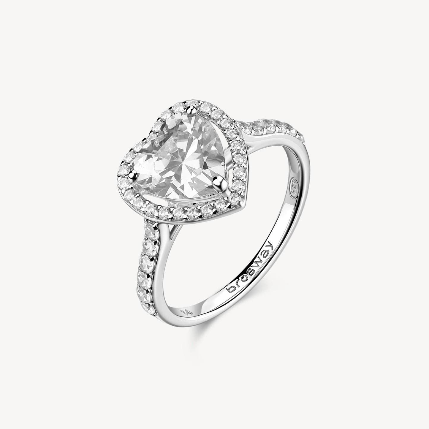 Anello Brosway Fancy Argento Cubic Zirconia Cuore Contornato - Misura 16