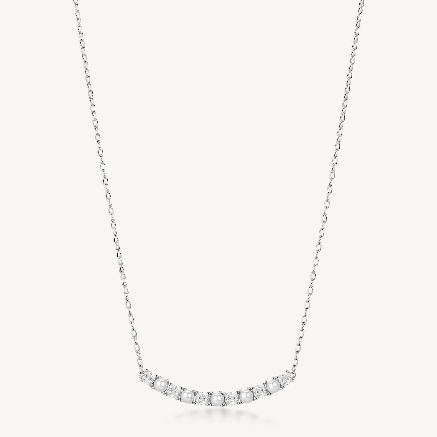Collana Brosway Fancy Argento Centrale Cubic Zirconia Alternati a Perline