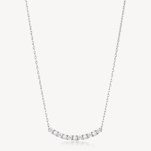 Collana Brosway Fancy Argento Centrale Cubic Zirconia Alternati a Perline