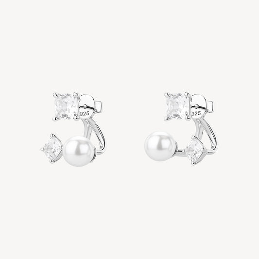 Orecchini a Lobo Brosway Fancy Argento Cubic Zirconia e Perla