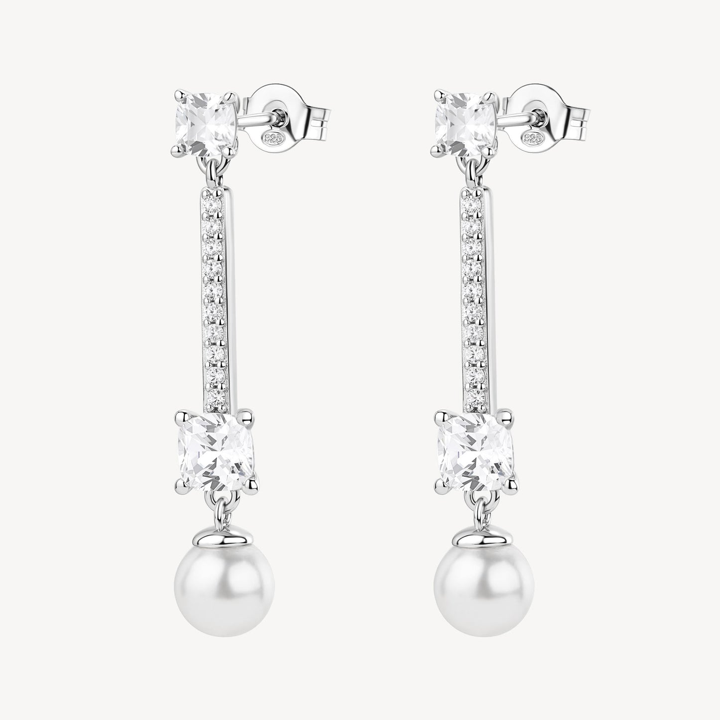Orecchini Pendenti Brosway Fancy Argento Cubic Zirconia e Perla