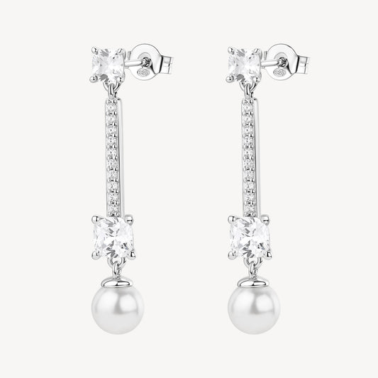 Orecchini Pendenti Brosway Fancy Argento Cubic Zirconia e Perla