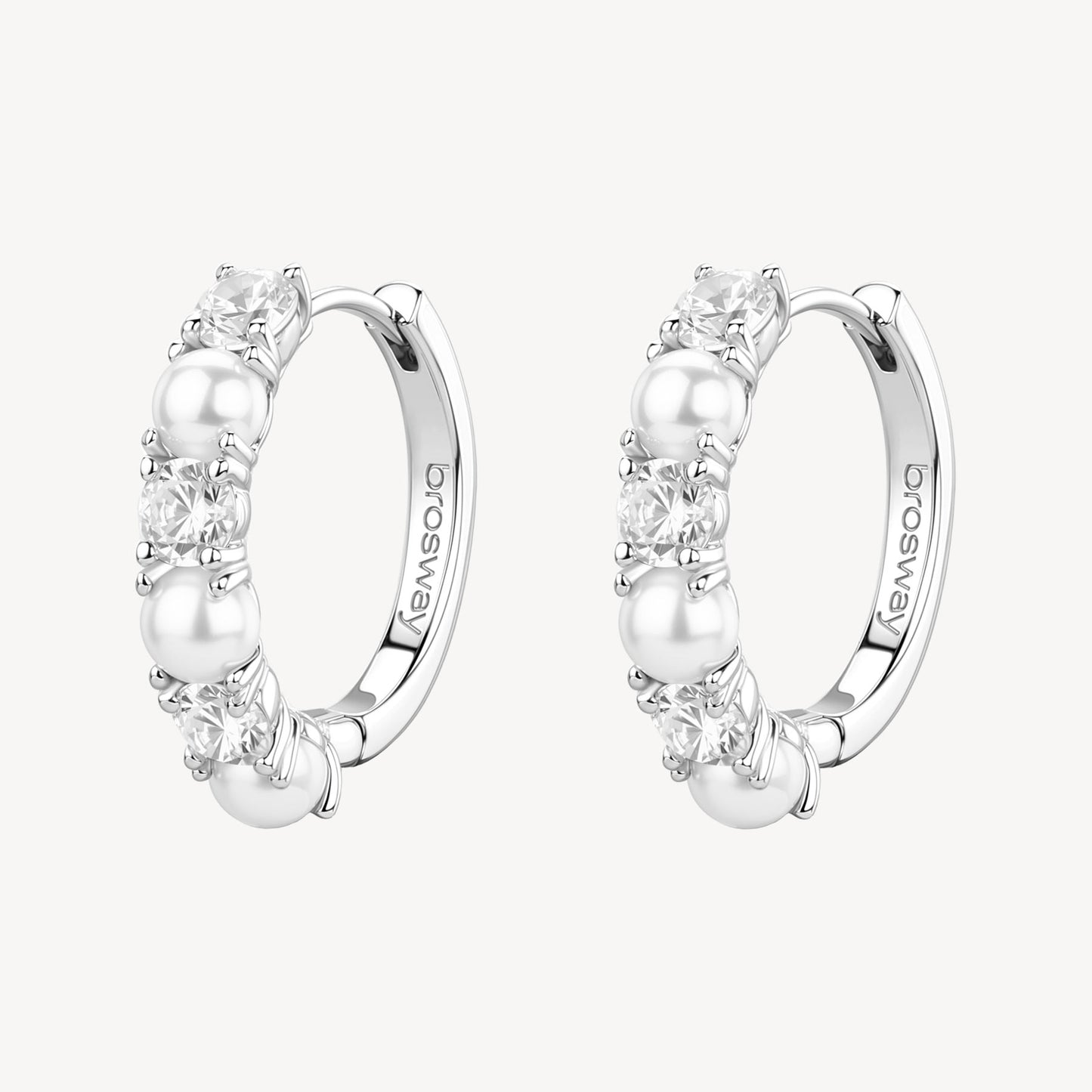 Orecchini Boccolette Brosway Fancy Argento Cubic Zirconia Alternati a Perline