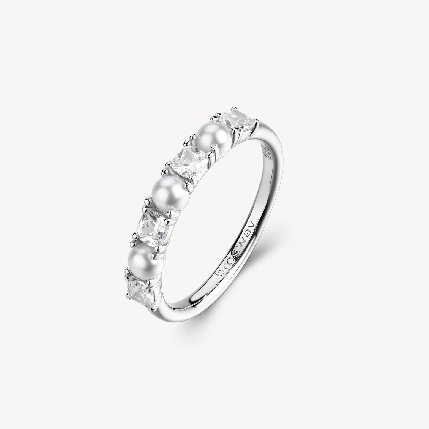 Anello Brosway Fancy Argento Cubic Zirconia e Perline - Misura 18