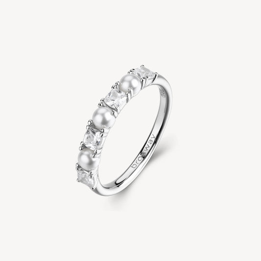 Anello Brosway Fancy Argento Cubic Zirconia e Perline - Misura 18