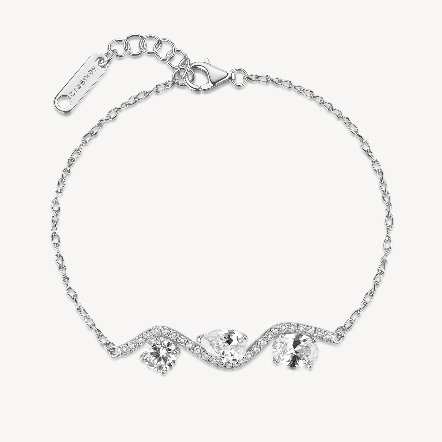 Bracciale Barretta Brosway Fancy Argento Centrale Ondulato Cubic Zirconia