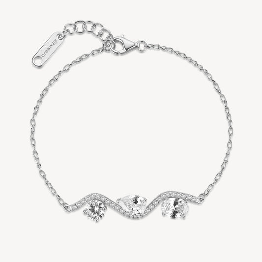 Bracciale Barretta Brosway Fancy Argento Centrale Ondulato Cubic Zirconia