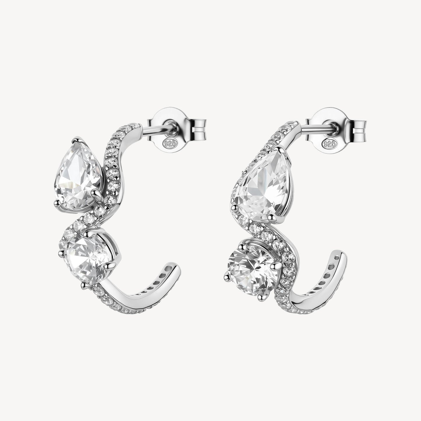 Orecchini Semiboccole Brosway Fancy Argento Cubic Zirconia Round e Goccia