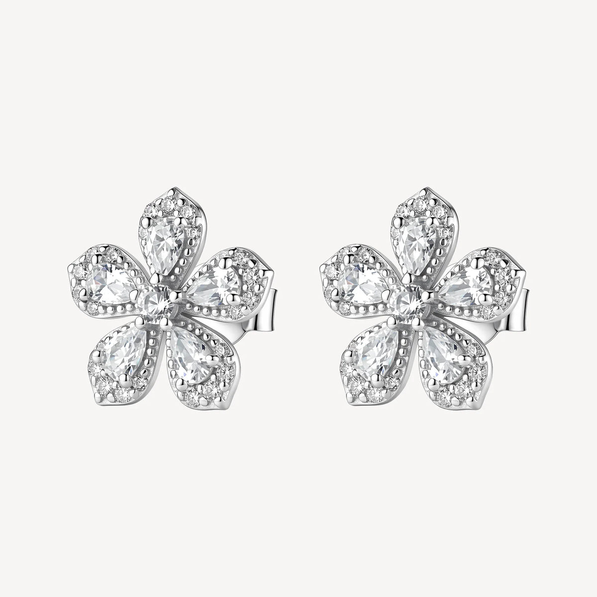 Orecchini Lobo Brosway Fancy Infinite White Argento Fiore Con Cubic Zirconia Bianchi
