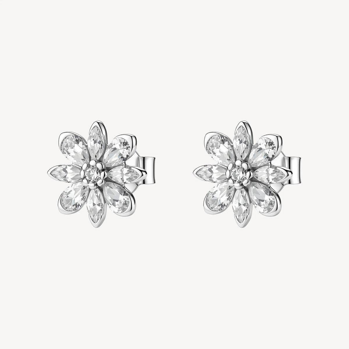 Orecchini Lobo Brosway Fancy Infinite White Argento Fiore Con Cubic Zirconia Bianchi