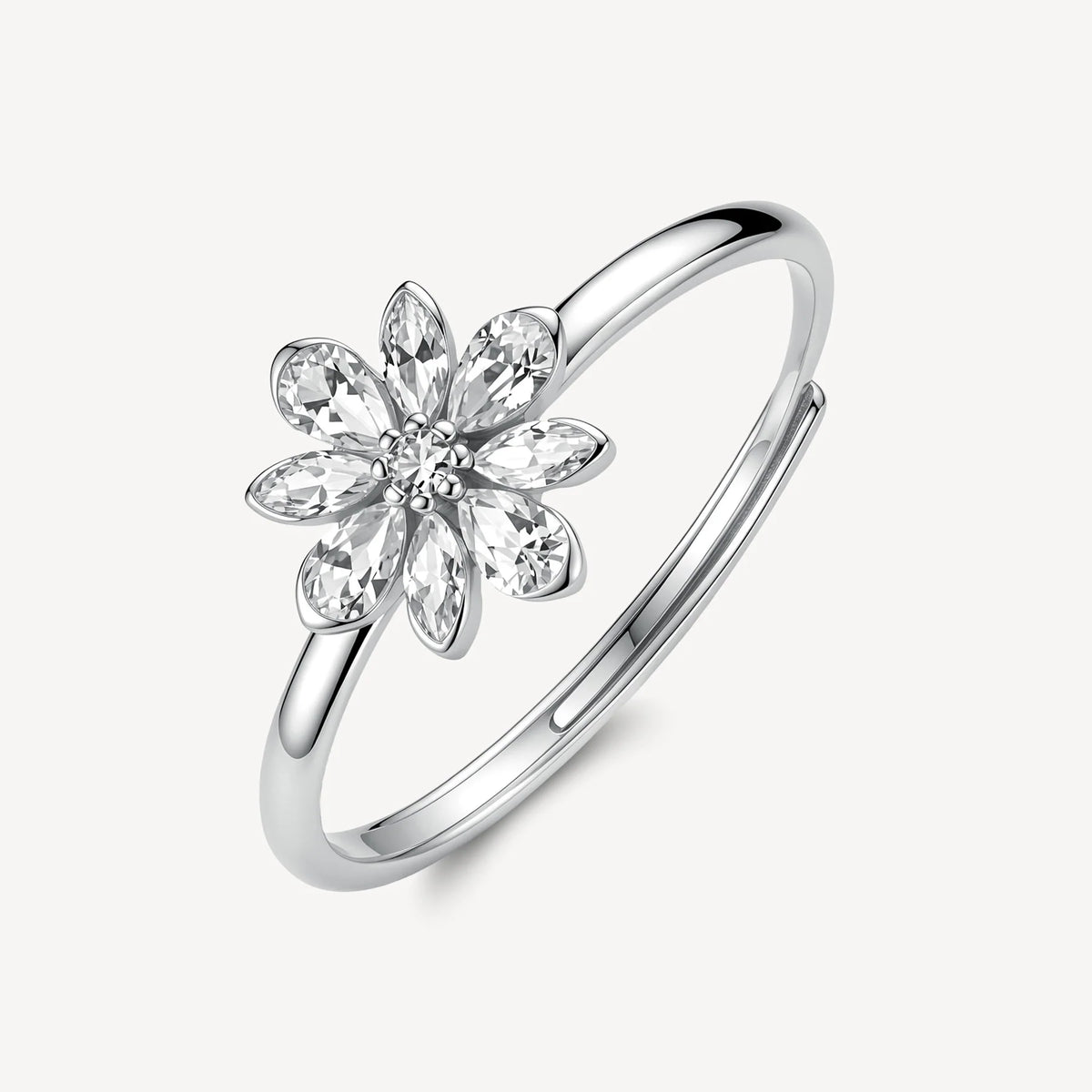 Anello Regolabile Brosway Fancy Infinite White Argento Fiore Con Cubic Zirconia Bianchi