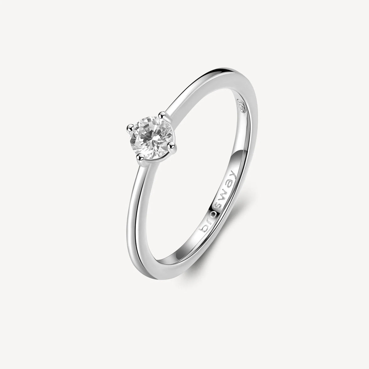 Anello Brosway Fancy Solitario Argento Con Round Cubic Zirconia - Misura 20