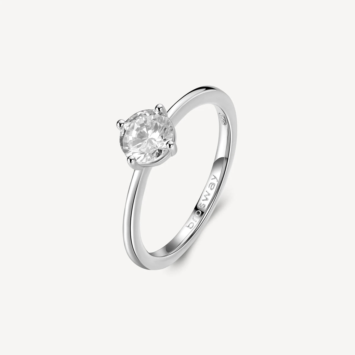 Anello Brosway Fancy Solitario Argento Con Round Cubic Zirconia - Misura 10