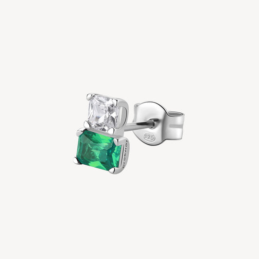 Monorecchino Brosway Life Green In Argento Con Zircone Verde E Bianco