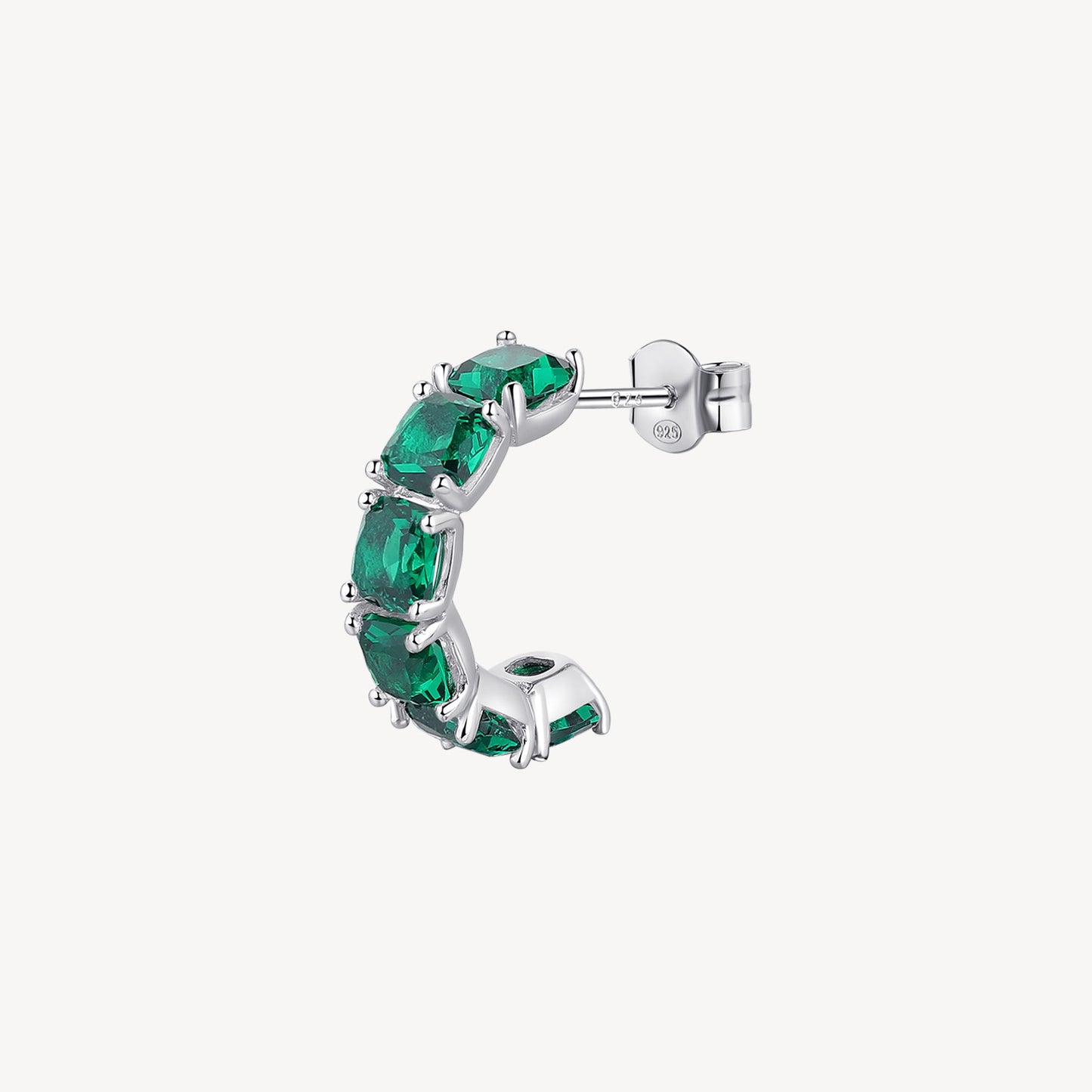 Monorecchino Brosway Life Green In Argento Con Zirconi Verdi