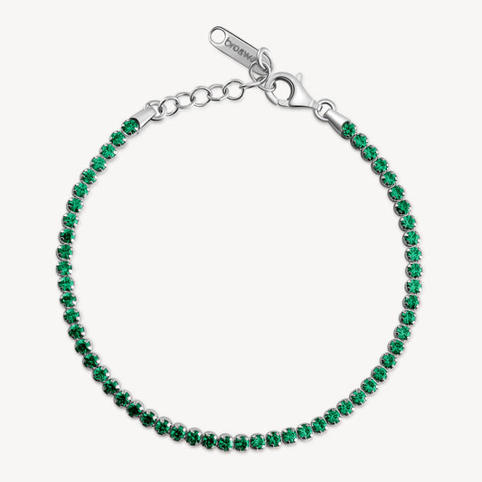 Bracciale Brosway Life Green Tennis In Argento Con Zirconi Verdi