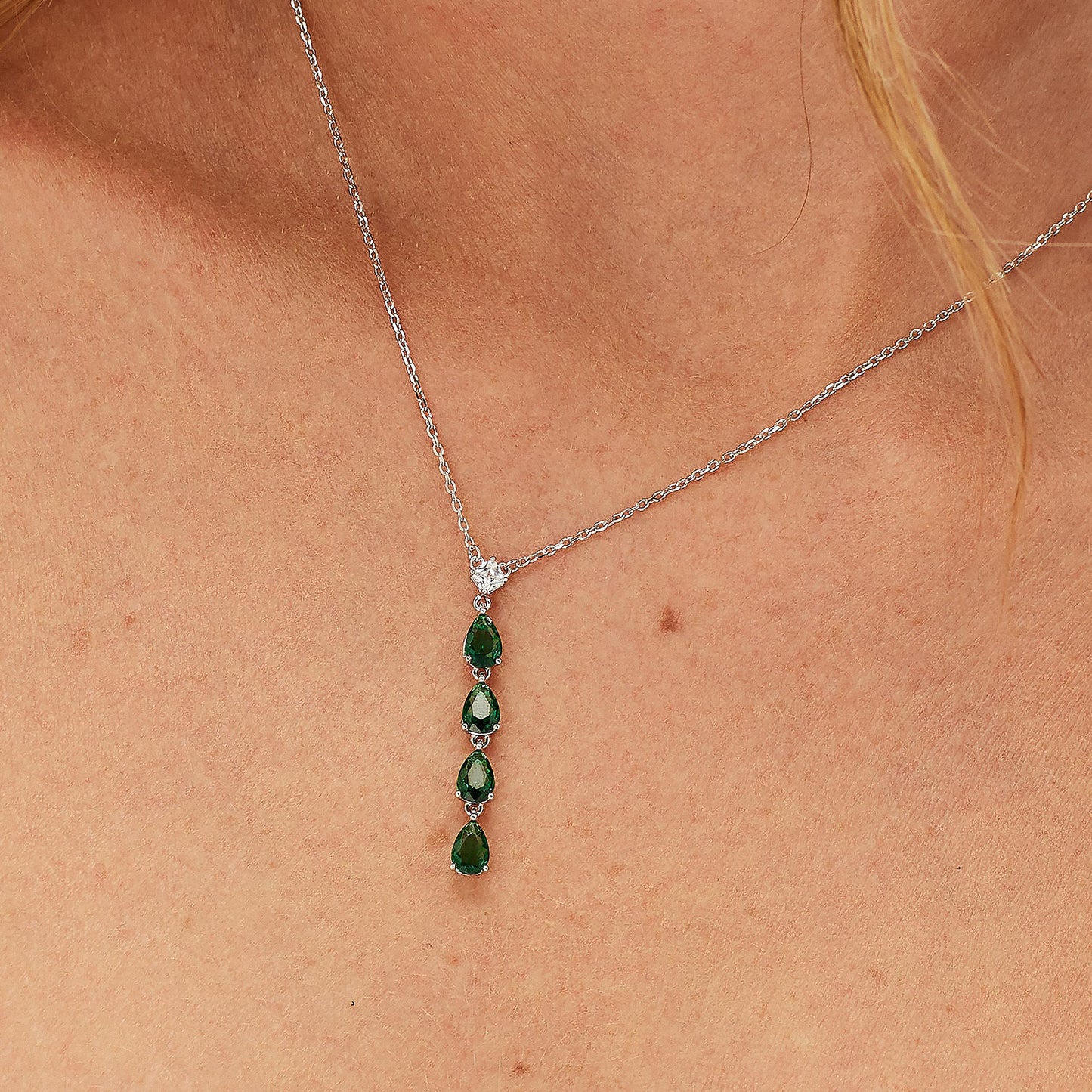 Collana Brosway Fancy Argento Pendente Cubic Zirconia Verdi