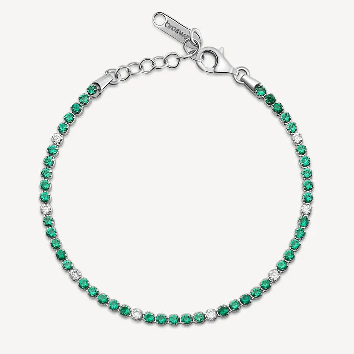 Bracciale Tennis Brosway Fancy Life Green Argento Cubik Zirconia Alternati 5 Emerald/1 Bianco