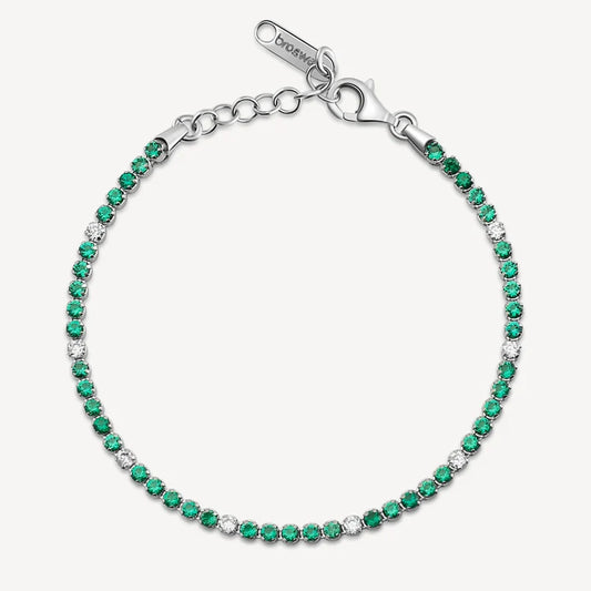 Bracciale Tennis Brosway Fancy Life Green Argento Cubik Zirconia Alternati 5 Emerald/1 Bianco