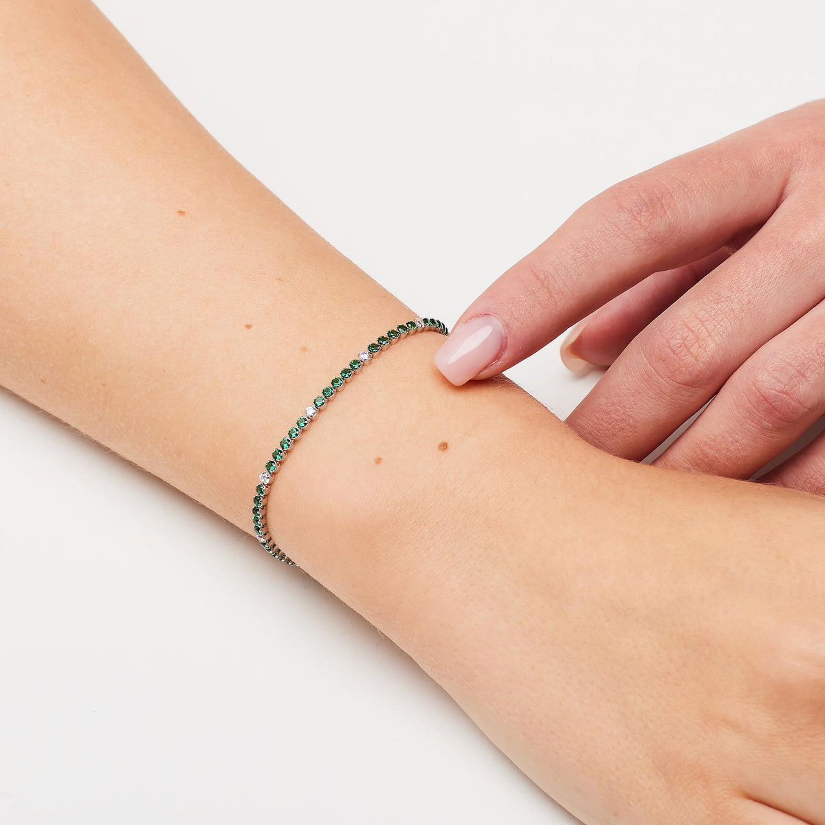 Bracciale Tennis Brosway Fancy Life Green Argento Cubik Zirconia Alternati 5 Emerald/1 Bianco
