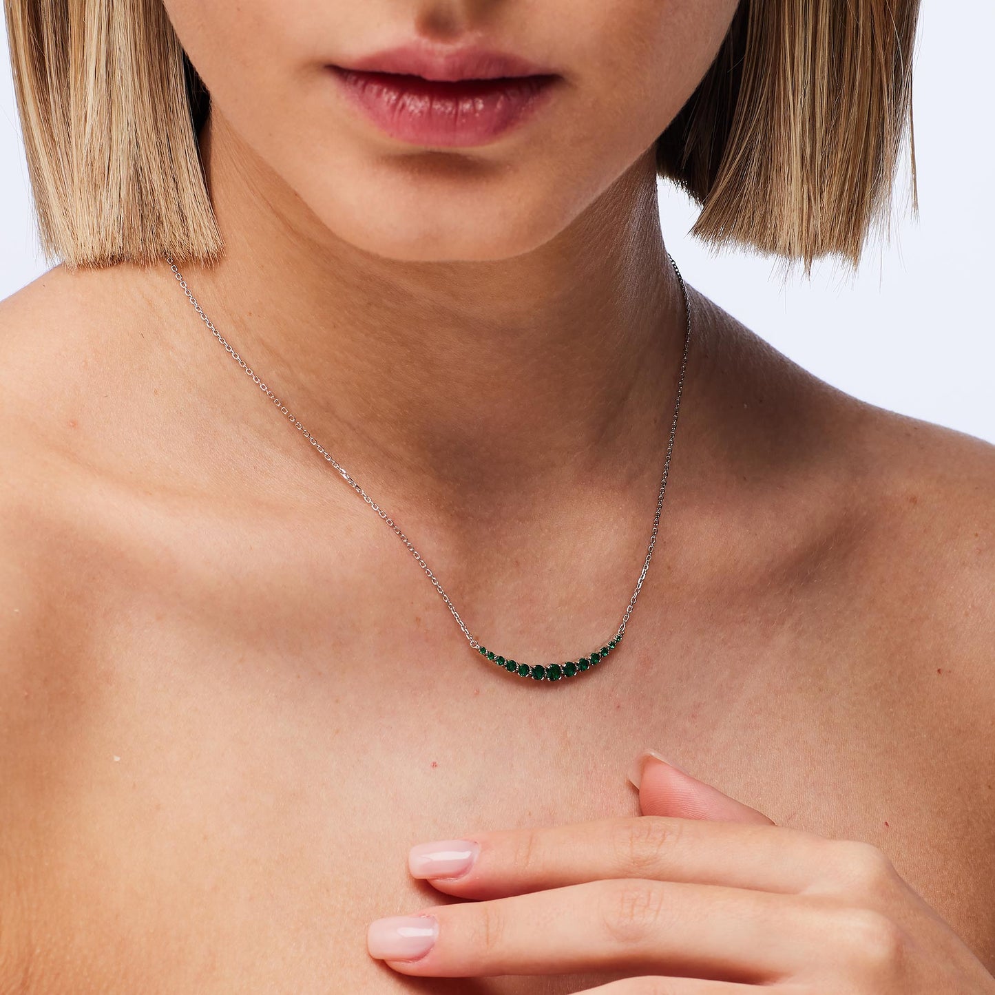Collana Brosway Fancy Life Green Argento Centrale Cubic Zirconia Decrescente Verde