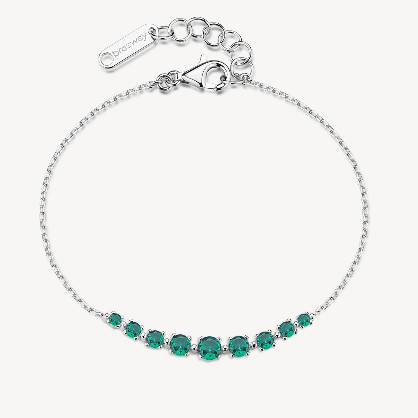 Bracciale Brosway Fancy Argento Centrale Cubic Zirconia a Decrescere Verde
