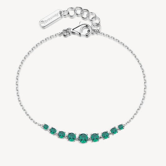 Bracciale Brosway Fancy Argento Centrale Cubic Zirconia a Decrescere Verde