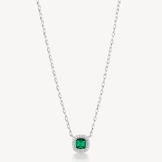 Collana Brosway Fancy Life Green Argento Centrale Cubik Zirconia Quadrato Emerald Contornato