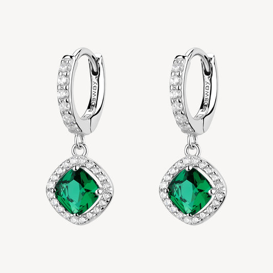 Orecchini Boccolette con Pendente Brosway Fancy Argento Cubic Zirconia Verde Contornato