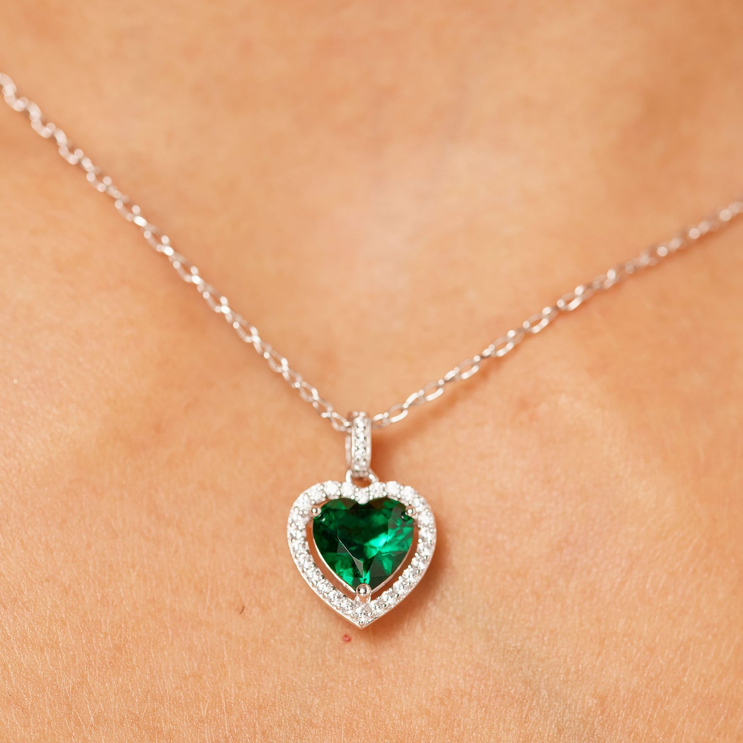 Ciondolo Brosway Fancy Life Green In Argento Cuore Cubic Zirconia Verde Contornato