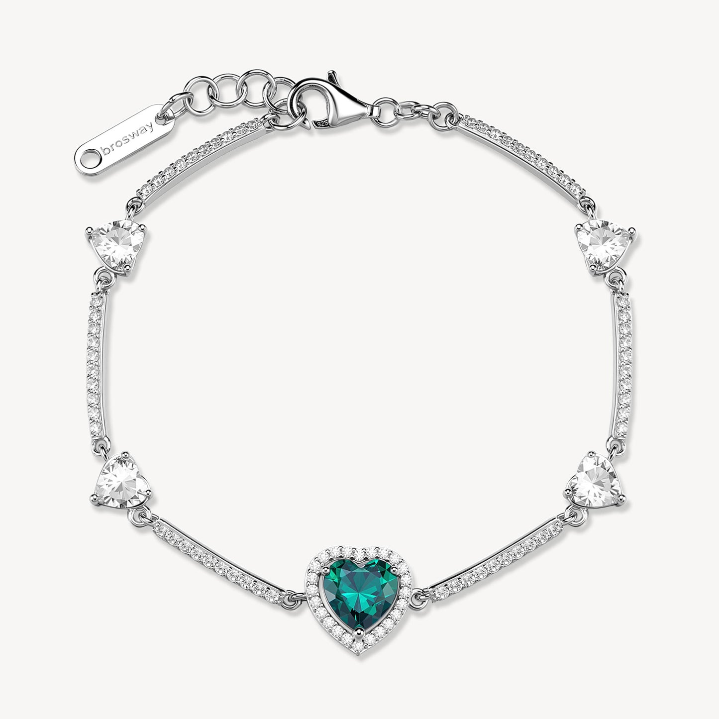 Bracciale Semirigido Brosway Fancy Life Green Argento Cubic Zirconia Centrale Cuore Verde