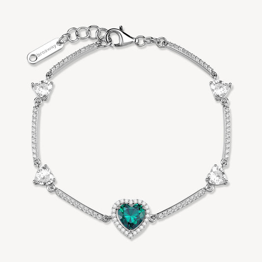 Bracciale Semirigido Brosway Fancy Life Green Argento Cubic Zirconia Centrale Cuore Verde