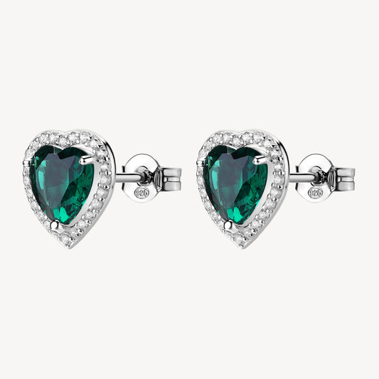 Orecchini a Lobo Brosway Fancy Life Green Argento Cuore Cubic Zirconia Verde Contornato
