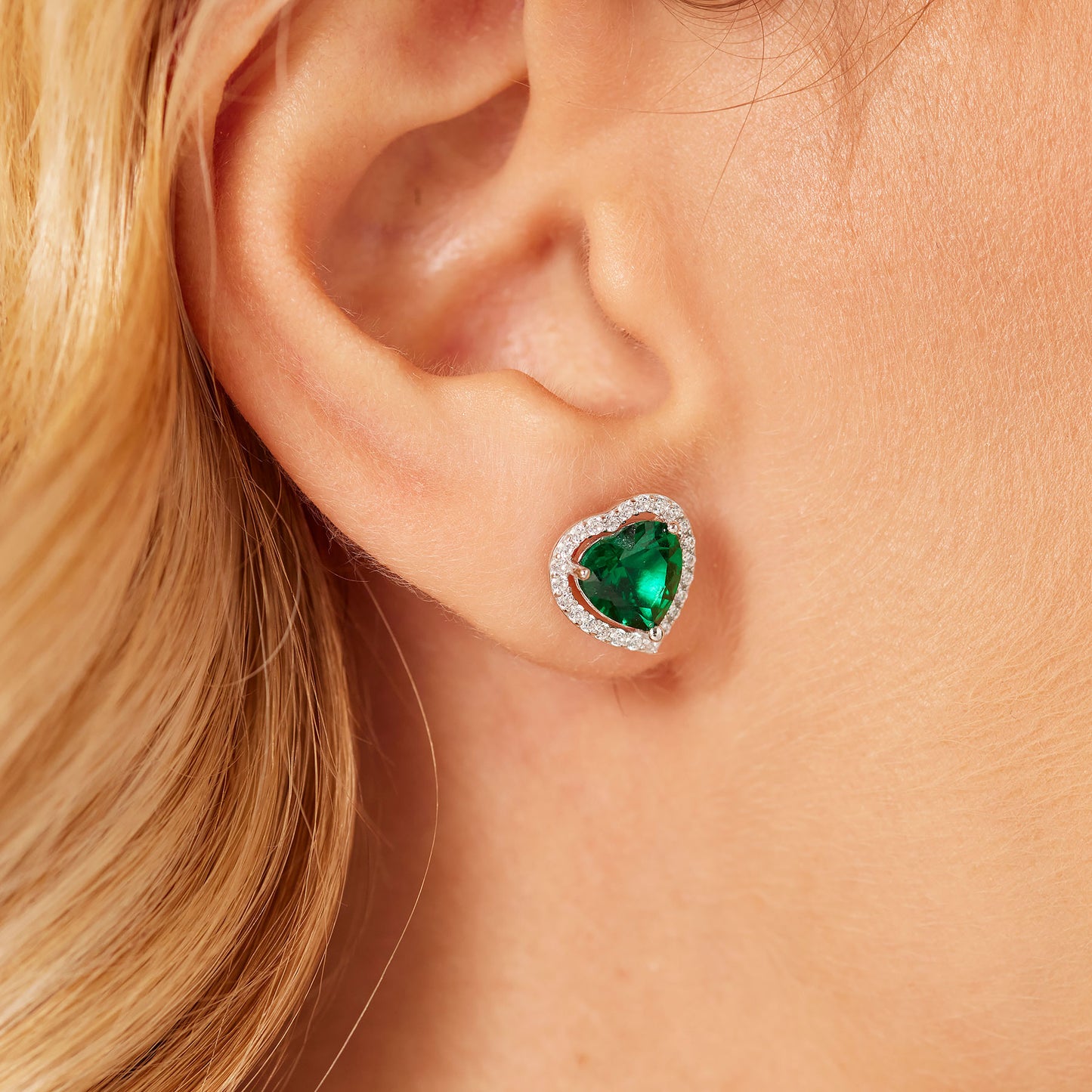Orecchini a Lobo Brosway Fancy Life Green Argento Cuore Cubic Zirconia Verde Contornato
