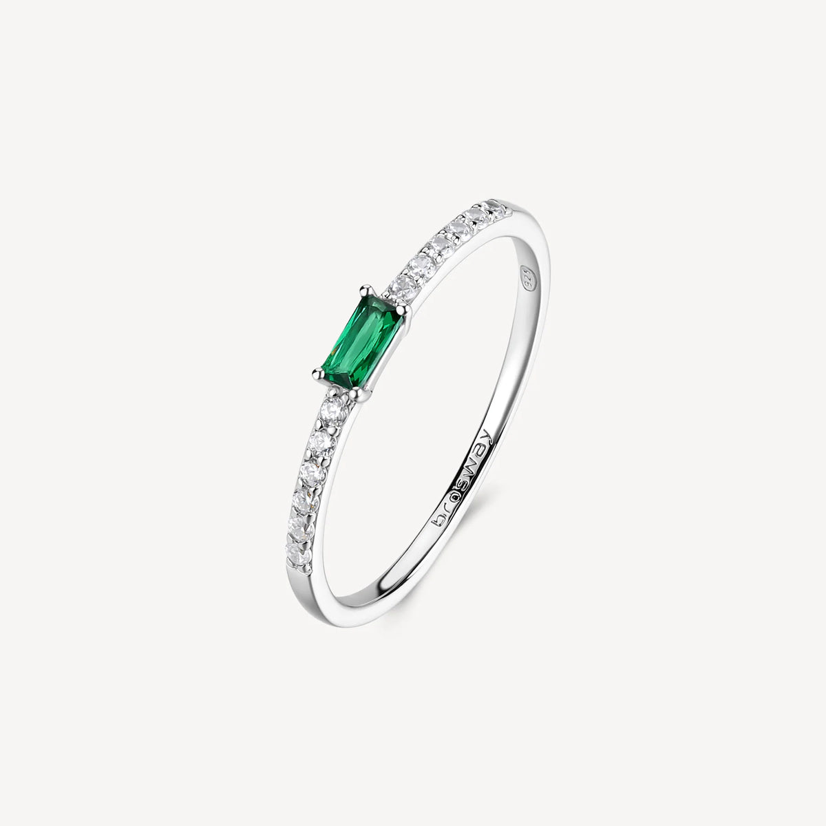 Anello Brosway Fancy Life Green Argento Con Cubic Zirconia Baguette Verde Contornata - Misura 10